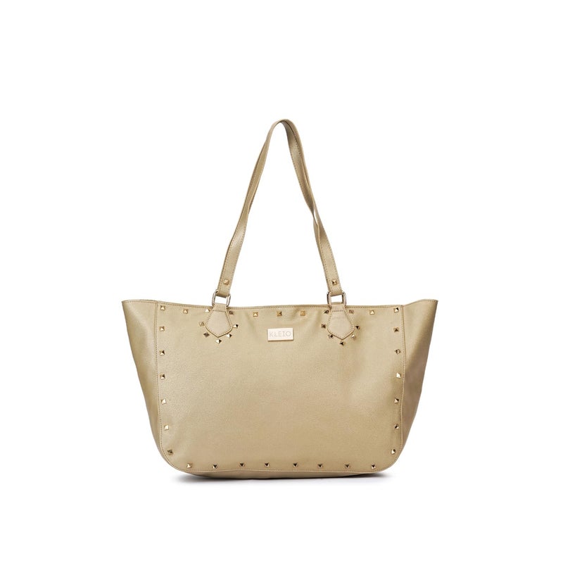 KLEIO Gold Studded Tote Shoulder Hand Bag for Women/Girls - Image 1